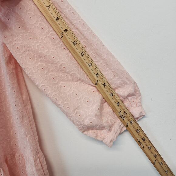 Tommy Hilfiger Eyelet Tiered Babydoll Dress Size 2 Light Pink Relaxed Oversized - Picture 13 of 16